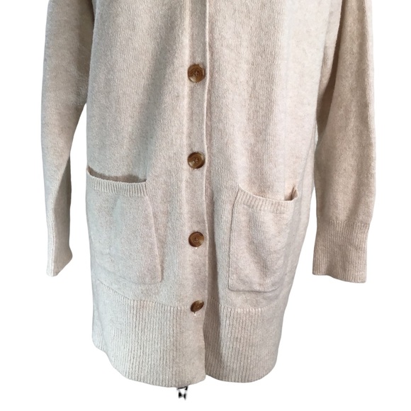 CASLON - Organic Cotton Blend Buttoned Cardigan Sweater in Oatmeal Color - M - Picture 5 of 16